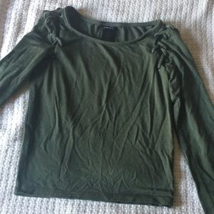 Green long sleeve crop top